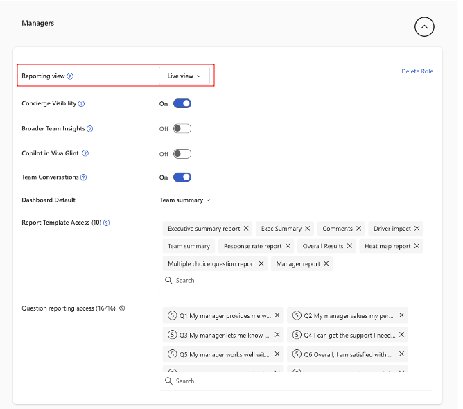 Screenshot of the Program Roles permissions section in Reporting.